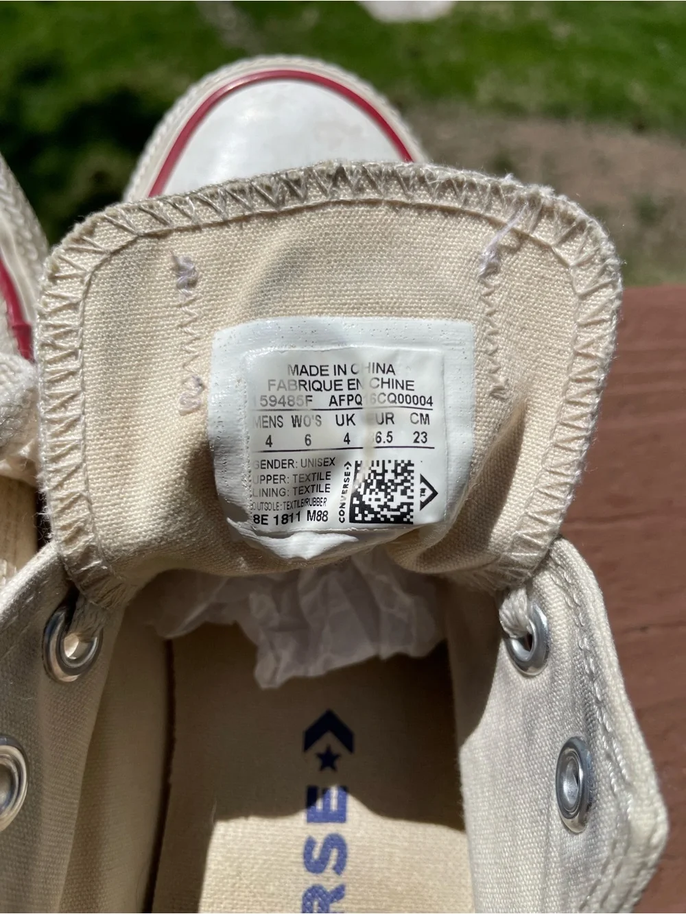 Converse Chuck Taylor All Star Low Top Sneakers - Cream with Red & Navy Trim - Picture 8 of 8